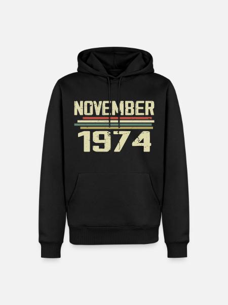 Vintage November 1974 Vintage Retro November 1974 - Men’s Premium Organic Hoodie - black