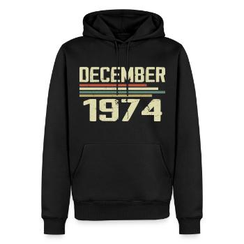 December 1974 Vintage Retro Birthday - Men’s Premium Organic Hoodie - black - Front - Nico (187cm)