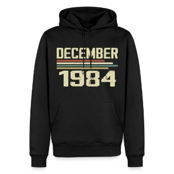 December 1984 Vintage Retro Birthday - Men’s Premium Organic Hoodie - black - Front - Nico (187cm)