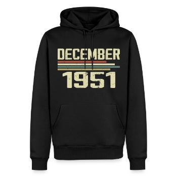 Décembre 1951 Vintage Vintage Rétro Anniversaire - Sweat à capuche Premium bio Homme - noir - Devant - Nico (187cm)