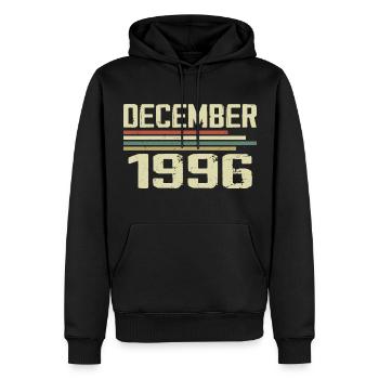 December 1996 Vintage Retro Birthday - Men’s Premium Organic Hoodie - black - Front - Nico (187cm)