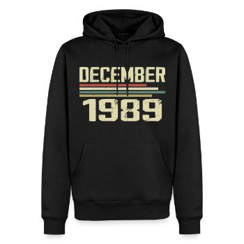 Décembre 1989 Vintage Vintage Rétro Anniversaire - Sweat à capuche Premium bio Homme - noir - Devant - Nico (187cm)