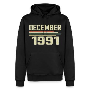 Décembre 1991 Vintage Vintage Rétro Anniversaire - Sweat à capuche Premium bio Homme - noir - Devant - Nico (187cm)