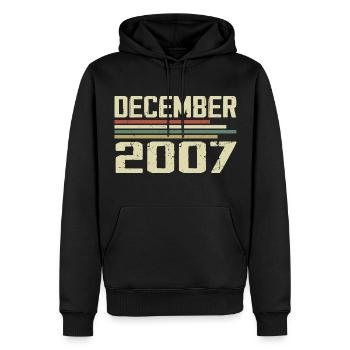 December 2007 Vintage Vintage Retro Birthday - Men’s Premium Organic Hoodie - black - Front - Nico (187cm)