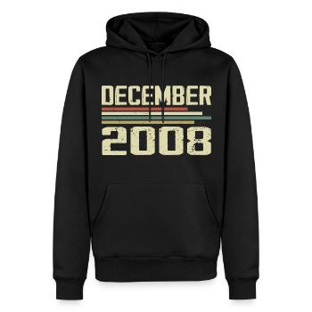 Décembre 2008 Vintage Vintage Rétro Anniversaire - Sweat à capuche Premium bio Homme - noir - Devant - Nico (187cm)