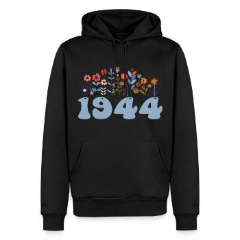 1944 Blumenmuster 1944 Blumen-thema Blumen 1944 - Männer Premium Bio Hoodie - Schwarz - Vorne - Nico (187cm)