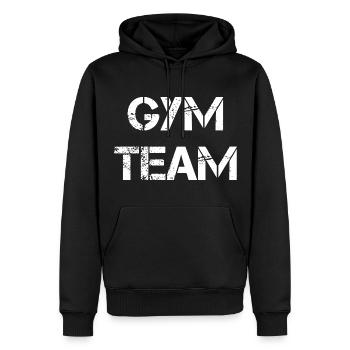 Gym Team - Männer Premium Bio Hoodie - Schwarz - Vorne - Nico (187cm)