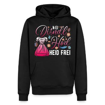 Damen Trachtenoutfit Mei Dirndl hod frei Volksfest - Männer Premium Bio Hoodie - Schwarz - Vorne - Nico (187cm)