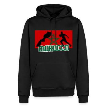 Drapeau Du Maroc Supporter Maroc Foot Fan Marocain - Sweat à capuche Premium bio Homme - noir - Devant - Nico (187cm)
