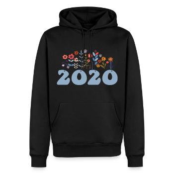 2020 motif floral 2020 thème floral floral 2020 - Sweat à capuche Premium bio Homme - noir - Devant - Nico (187cm)