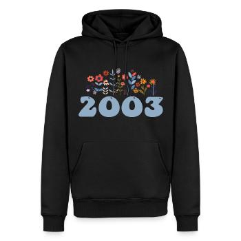 2003 Blumenmuster 2003 Blumen-thema Blumen 2003 - Männer Premium Bio Hoodie - Schwarz - Vorne - Nico (187cm)