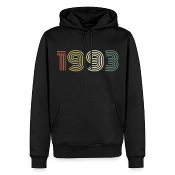 1993 Anniversaire Millésime 1993 Cadeau 1993 - Sweat à capuche Premium bio Homme - noir - Devant - Nico (187cm)