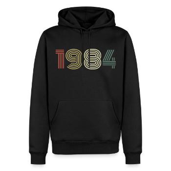 1984 Anniversaire Millésime 1984 Cadeau 1984 - Sweat à capuche Premium bio Homme - noir - Devant - Nico (187cm)