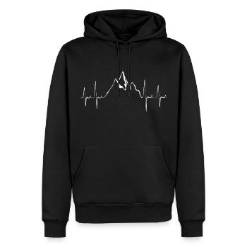 Heartbeat Wandern Bergsteiger Klettern Berge Motiv - Männer Premium Bio Hoodie - Schwarz - Vorne - Nico (187cm)