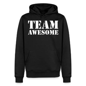 Team awesome - Men’s Premium Organic Hoodie - black - Front - Nico (187cm)