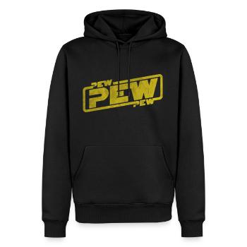 Pew Pew Pew - Filmzitat Rebellen Fantasy Galaxie - Männer Premium Bio Hoodie - Schwarz - Vorne - Nico (187cm)