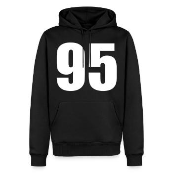 95 - Männer Premium Bio Hoodie - Schwarz - Vorne - Nico (187cm)