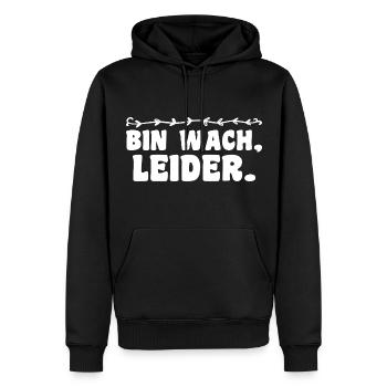 Je suis réveillé, malheureusement, drôle, matinal, , humour, ironie - Sweat à capuche Premium bio Homme - noir - Devant - Nico (187cm)