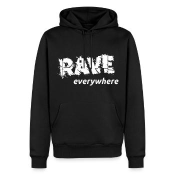 Rave Everywhere - Männer Premium Bio Hoodie - Schwarz - Vorne - Nico (187cm)