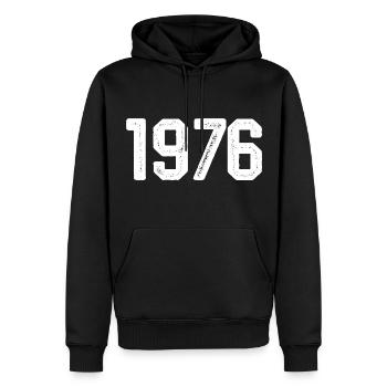 1976 Jahrgang geboren Vintage 1976 Geburtstag 1976 - Männer Premium Bio Hoodie - Schwarz - Vorne - Nico (187cm)
