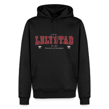 Lelystad - Men’s Premium Organic Hoodie - black - Front - Nico (187cm)
