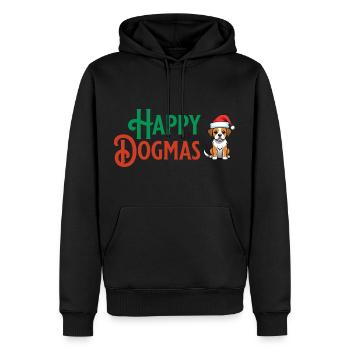 Happy Dogmas mit süßem Hund - Männer Premium Bio Hoodie - Schwarz - Vorne - Nico (187cm)