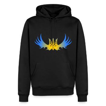 Ukraine Ukrainian coat of arms tribal support - Men’s Premium Organic Hoodie - black - Front - Nico (187cm)