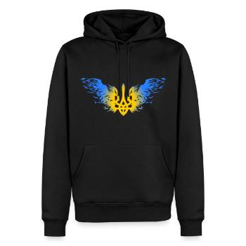 Ukraine Ukrainian Coat of Arms Slava Support - Men’s Premium Organic Hoodie - black - Front - Nico (187cm)