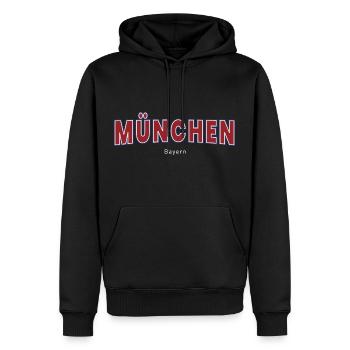 München - Männer Premium Bio Hoodie - Schwarz - Vorne - Nico (187cm)