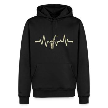 Saxophone à battement de cœur - Sweat à capuche Premium bio Homme - noir - Devant - Nico (187cm)