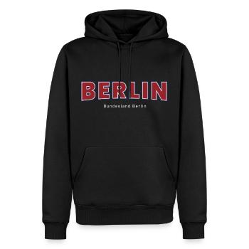Berlin - Männer Premium Bio Hoodie - Schwarz - Vorne - Nico (187cm)