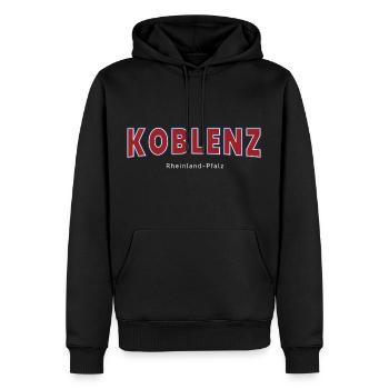 Koblenz - Männer Premium Bio Hoodie - Schwarz - Vorne - Nico (187cm)