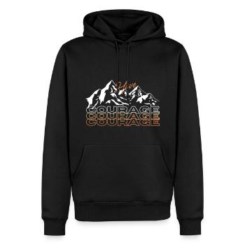 Coraje Mut - Männer Premium Bio Hoodie - Schwarz - Vorne - Nico (187cm)