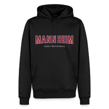 Mannheim - Männer Premium Bio Hoodie - Schwarz - Vorne - Nico (187cm)