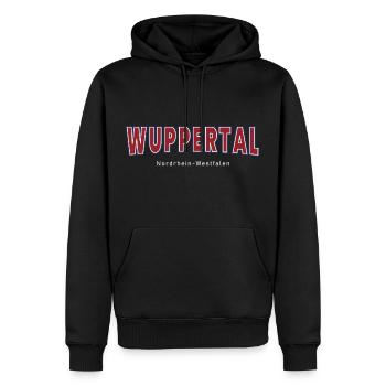 Wuppertal - Männer Premium Bio Hoodie - Schwarz - Vorne - Nico (187cm)