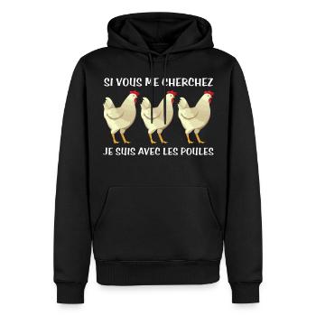 Cadeau agriculteur éleveur de poules - Sweat à capuche Premium bio Homme - noir - Devant - Nico (187cm)