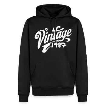 Millésime 1987 Millésime 1987 Anniversaire 1987 Rétro - Sweat à capuche Premium bio Homme - noir - Devant - Nico (187cm)