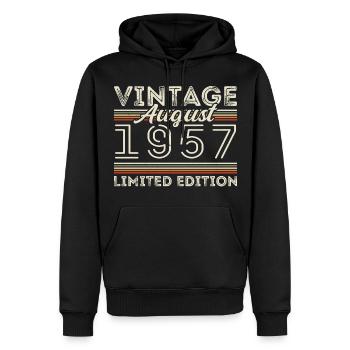 Août 1957 Légende depuis août 1957 Millésime 1957 - Sweat à capuche Premium bio Homme - noir - Devant - Nico (187cm)