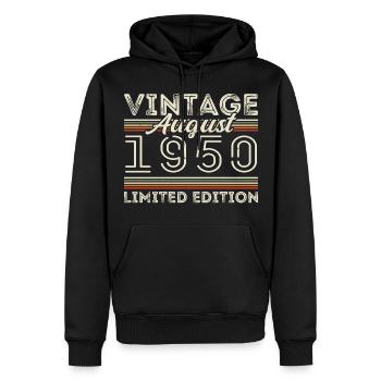 Août 1950 Légende depuis Août 1950 Millésime 1950 - Sweat à capuche Premium bio Homme - noir - Devant - Nico (187cm)
