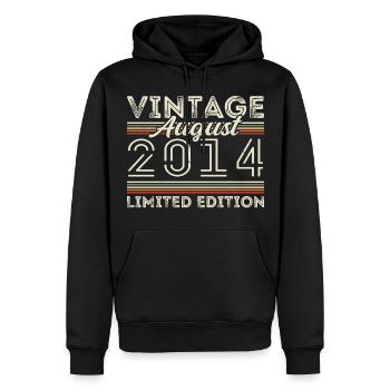 Août 2014 Légende depuis Août 2014 Millésime 2014 - Sweat à capuche Premium bio Homme - noir - Devant - Nico (187cm)
