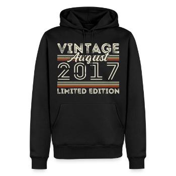 Août 2017 Légende depuis Août 2017 Millésime 2017 - Sweat à capuche Premium bio Homme - noir - Devant - Nico (187cm)