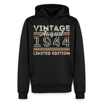 Août 1944 Légende depuis août 1944 Millésime 1944 - Sweat à capuche Premium bio Homme - noir - Devant - Nico (187cm)