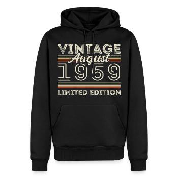 Août 1959 Légende depuis Août 1959 Millésime 1959 - Sweat à capuche Premium bio Homme - noir - Devant - Nico (187cm)