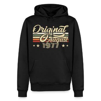 August 1977 Geburtstag August 1977 - Original 1977 - Männer Premium Bio Hoodie - Schwarz - Vorne - Nico (187cm)