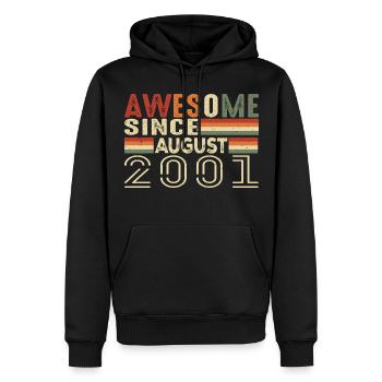August 2001 Vintage Geburtstagsgeschenk 23 Jahre - Männer Premium Bio Hoodie - Schwarz - Vorne - Nico (187cm)