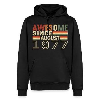 August 1977 Vintage Geburtstagsgeschenk 47 Jahre - Männer Premium Bio Hoodie - Schwarz - Vorne - Nico (187cm)