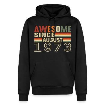 August 1973 Vintage Geburtstagsgeschenk 51 Jahre - Männer Premium Bio Hoodie - Schwarz - Vorne - Nico (187cm)