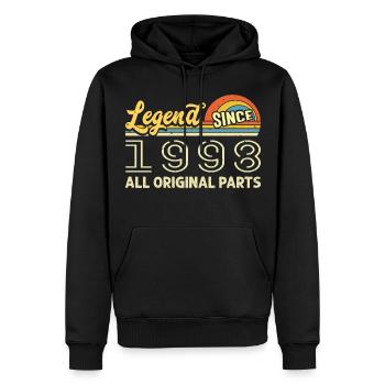 Légendaire depuis 1998 Anniversaire 1998 Millésime 1998 - Sweat à capuche Premium bio Homme - noir - Devant - Nico (187cm)