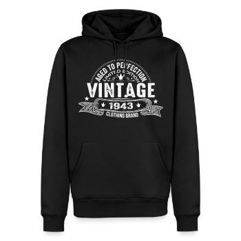 Millésime 1943 - Cadeau d’anniversaire Millésime 1943 - Sweat à capuche Premium bio Homme - noir - Devant - Nico (187cm)
