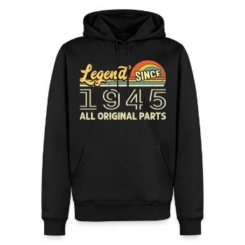 Legendär seit 1945 Geburtstag 1945 Jahrgang 1945 - Männer Premium Bio Hoodie - Schwarz - Vorne - Nico (187cm)